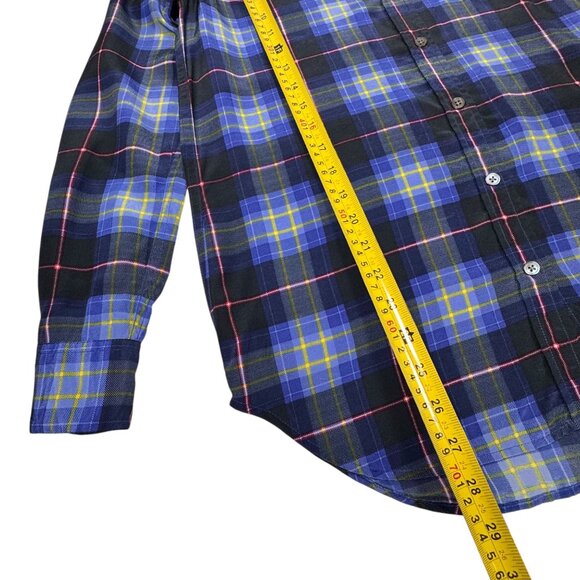 Equipment 100% Silk Plaid Shirt SZ XS Blue Oversized Preppy Academia Grunge - Picture 9 of 12